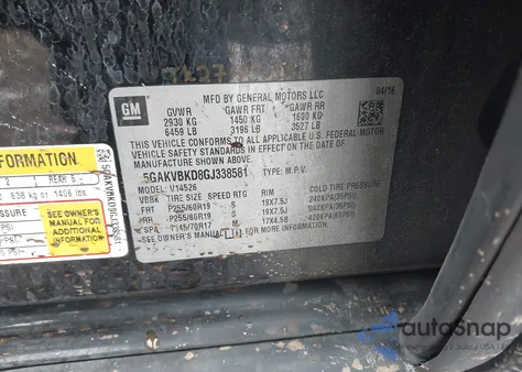 2016 Buick Enclave Leather from USA, damaged, VIN 5GAKVBKD8GJ338581